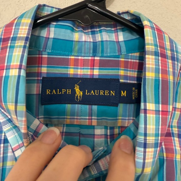 Ralph Lauren Men's Turquoise Plaid Long Sleeve Shirt Size M Preppy - Picture 3 of 7